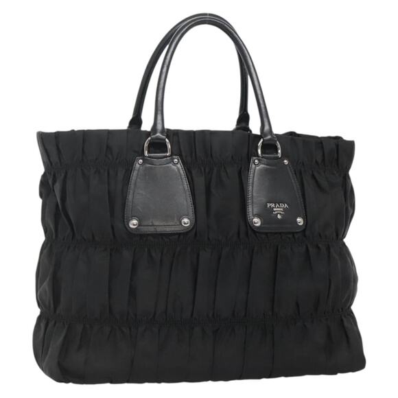 PRADA Tote Bag Nylon Black Silver - Picture 1 of 12